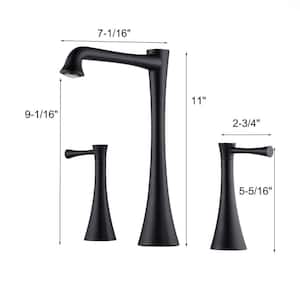 High Arc 8 in. Widespread Double Handle Bathroom Faucet with Pop-Up Drain in Matte Black (1-Pack)