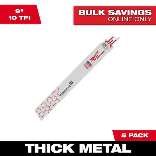 9 in. 10 TPI TORCH Thick Metal Cutting SAWZALL Reciprocating Saw Blades (5-Pack)