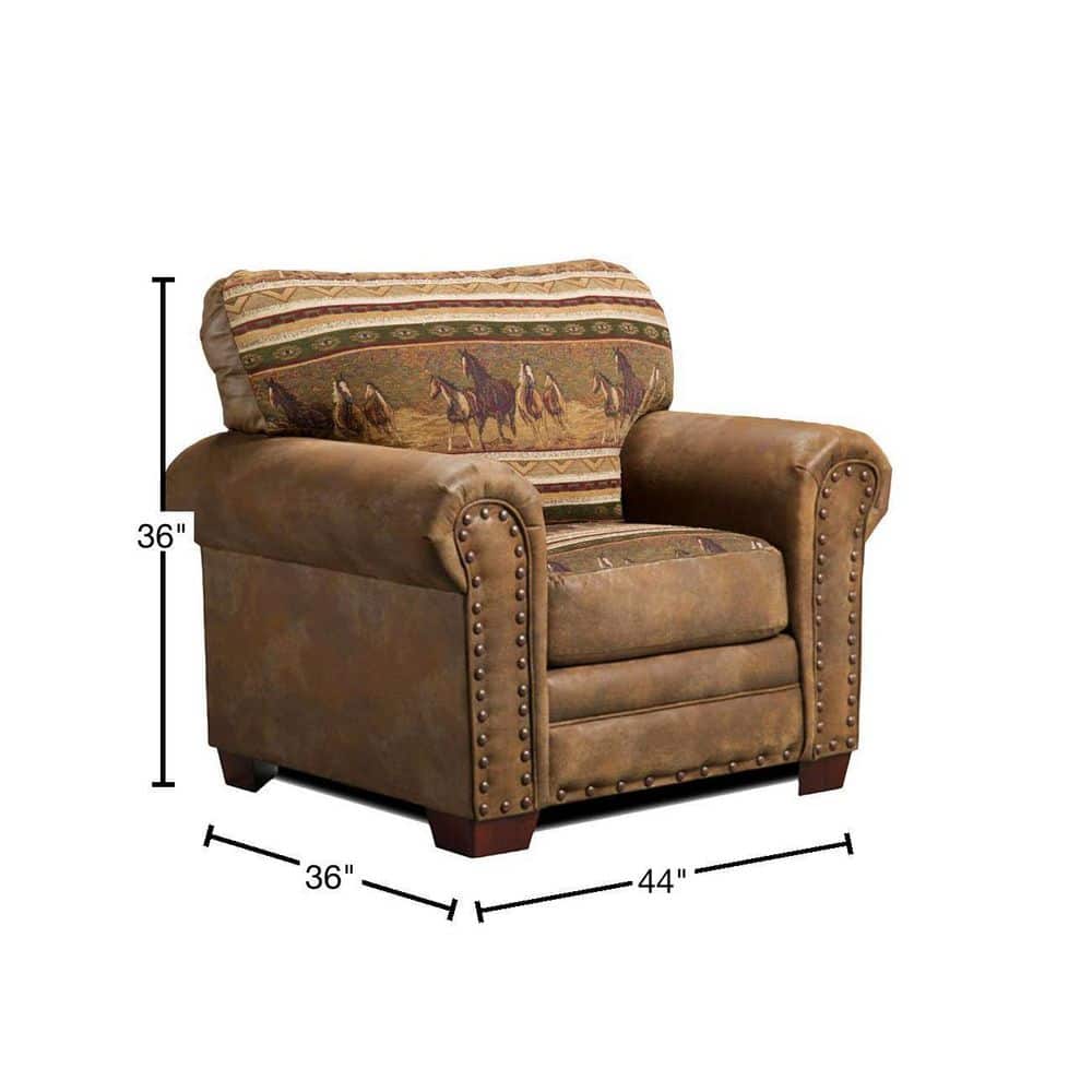Wild Horses Brown Microfiber and Oak Accent Chair