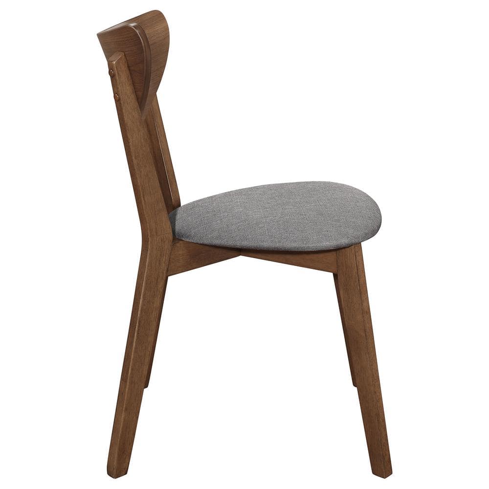 Gray and Natural Walnut Upholstered Low Side Chair