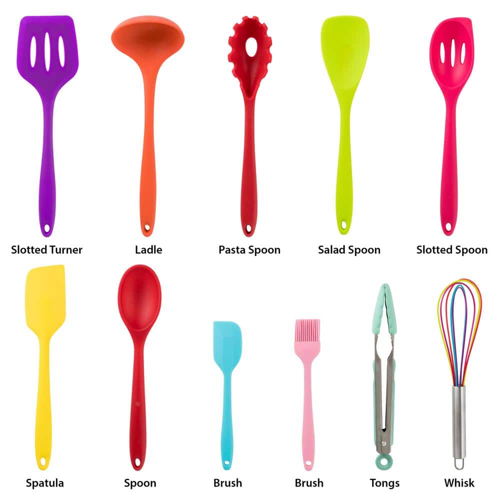 MegaChef Multi-Color 12-Piece Silicone Cooking Utensil Set