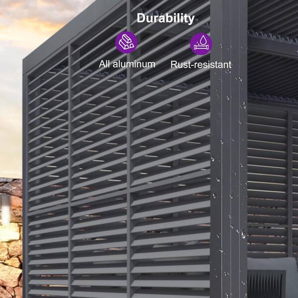 【gorilla】VARIOUS BLENDS levitude PURPLE LEAF 12 ft. x 20 ft. Gray Aluminum Louvered Pergola