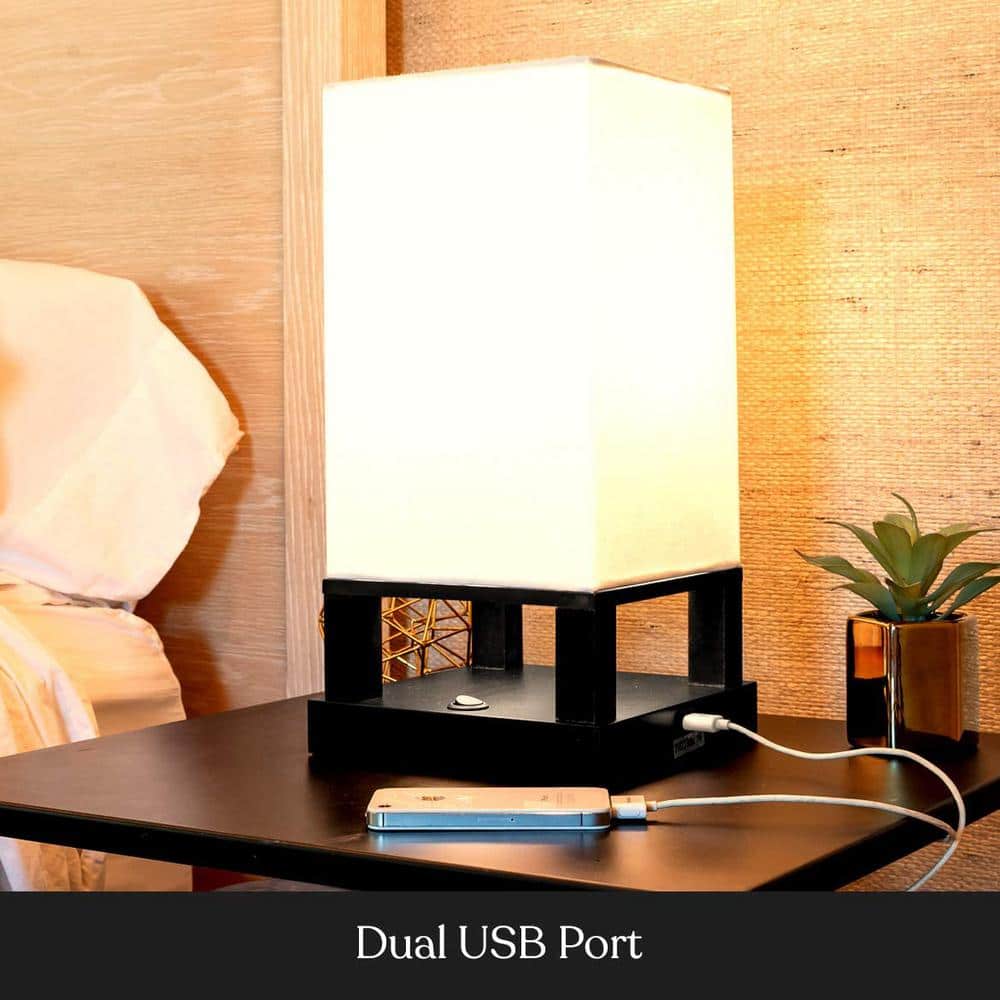 Classic Black Modern USB Charging Table Lamp