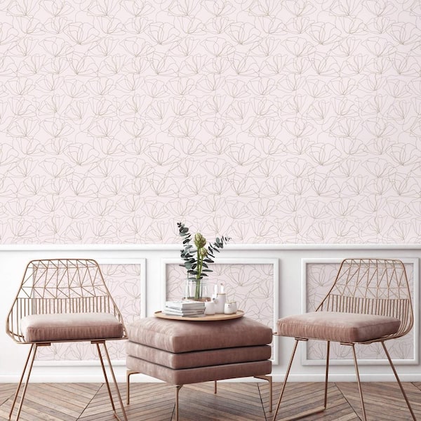 16 in x 24 in Drawn to Nature Pink Wallpaper Panels (8-Pack). Covers 21.33 Sq. Ft/Package