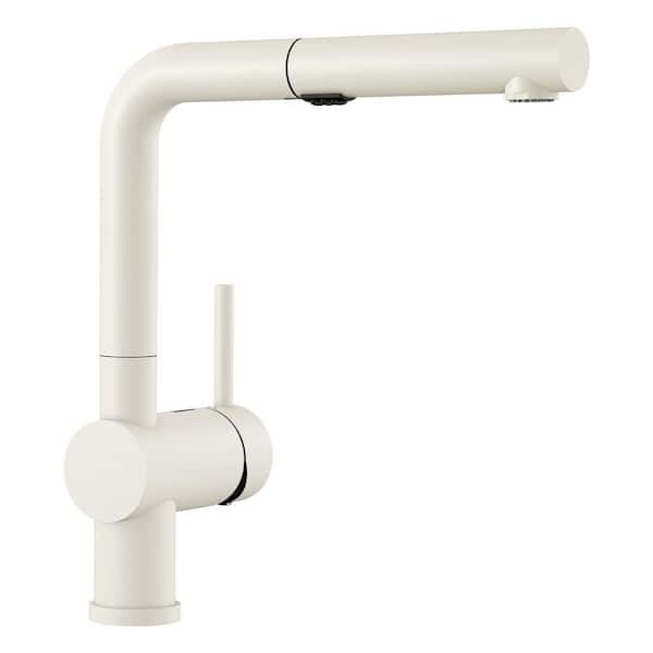 Blanco Linus Single-Handle Pull Out Sprayer Kitchen Faucet in White