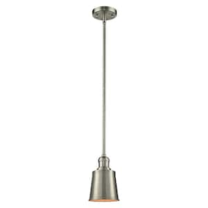 Addison 100-Watt 1-Light Brushed Satin Nickel Standard Mini Pendant Light with Metal Shade