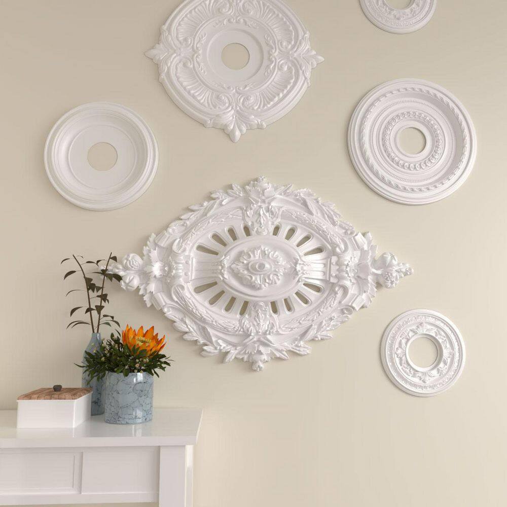 Antonio Primed Gray Polyurethane Oval Ceiling Medallion
