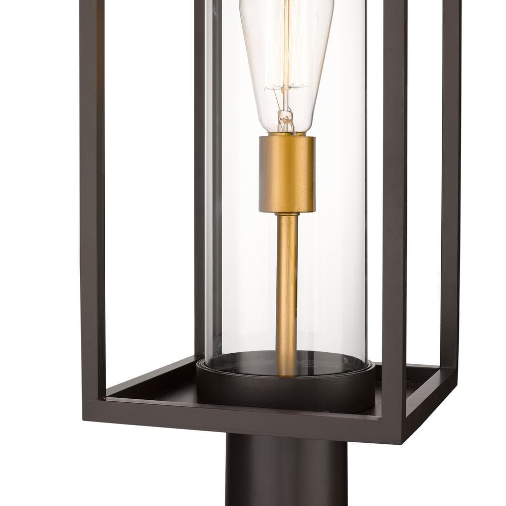Deep Bronze and Brass Outdoor Lantern with Clear Glass