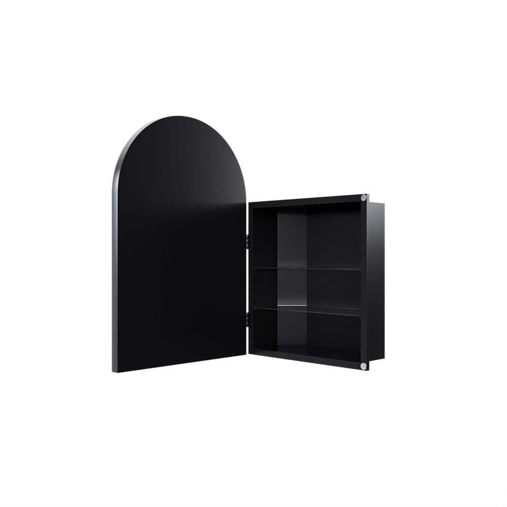 18  in. W x 7 in. D x 24 in. H Bathroom Wall Cabinet, Medicine Cabinet in Black with Arched Mirror, Adjustable Shelves price history on PriceWatchPro
