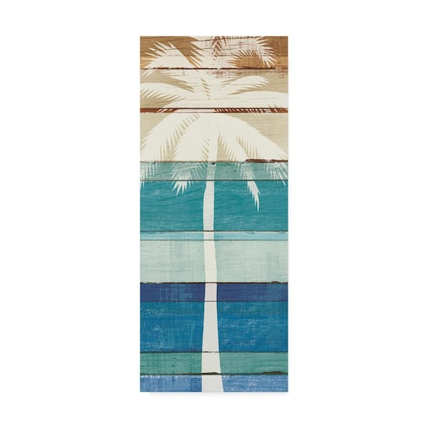 Trademark Fine Art 19 in. x 8 in. Beachscape Palms V by Michael Mullan Floater Frame Nature Wall Art