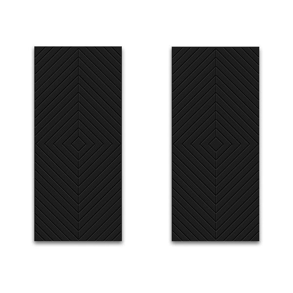 CALHOME 48 in. x 80 in. Hollow Core Black Painted Composite MDF Interior Double Closet Sliding Doors