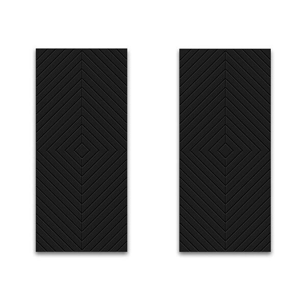 CALHOME 72 in. x 96 in. Hollow Core Black Painted Composite MDF Interior Double Closet Sliding Doors