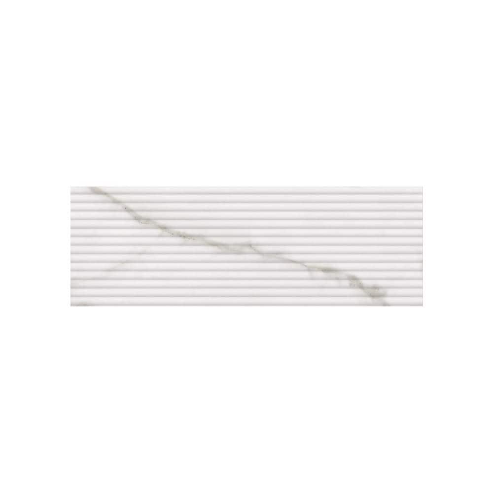 Take Home Sample-Fluted Turret Statuario White 4 in. x 6 in. Glossy Textured Ceramic Marble Look Wall Tile Sample price history on PriceWatchPro