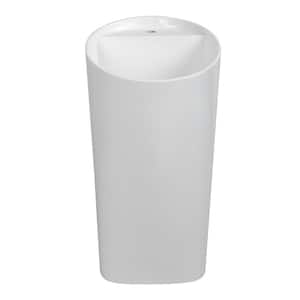 17.7 in. Solid Surface Resin Pedestal Sink Basin in White