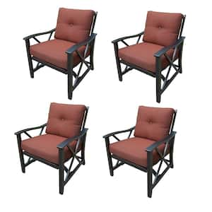 Haywood Aluminum Outdoor Rocking Chair with Red Cushion (4-Pack)