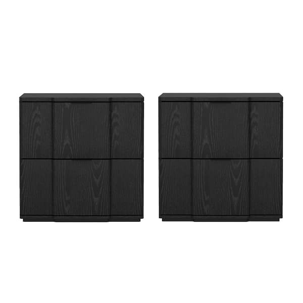 Manhattan Comfort Clive Mid-Century Modern Black 2-Drawer 22 in. W