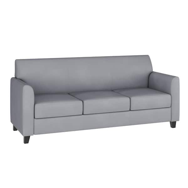 Carnegy Avenue Hercules Diplomat Series 70 in. Flared Arm Faux Leather Bridgewater Rectangle Sofa in Gray