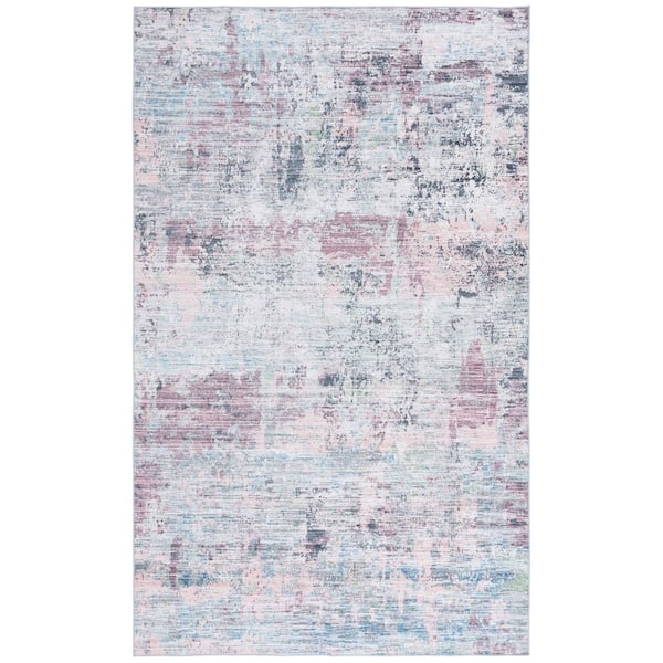 Malibu Plum/Green 4 ft. x 6 ft. Machine Washable Patchy Abstract Area Rug