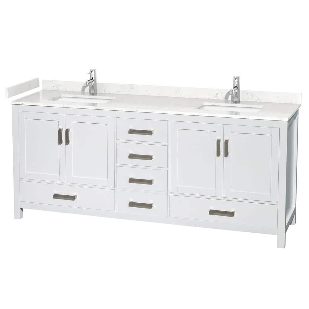 Sheffield 80 in. W x 22 in. D Double Bath Vanity in White with Cultured Marble Vanity Top in White with White Basins price history on PriceWatchPro