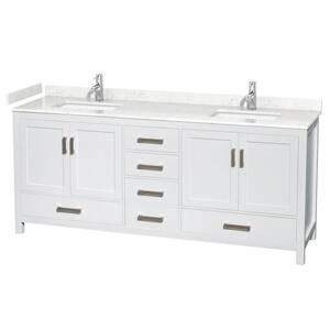 Sheffield 80 in. W x 22 in. D Double Bath Vanity in White with Cultured Marble Vanity Top in White with White Basins