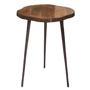 21 in. Brown Large Round Wood End Table