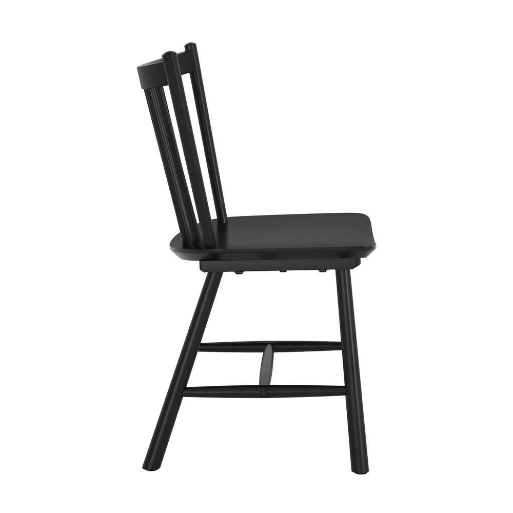 Black High-Back Wood Windsor Side Chairs, Set of 2