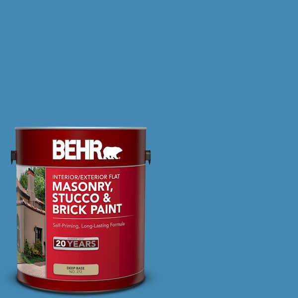 BEHR 1 gal. #M520-5 Alpha Blue Flat Interior/Exterior Masonry, Stucco and Brick Paint