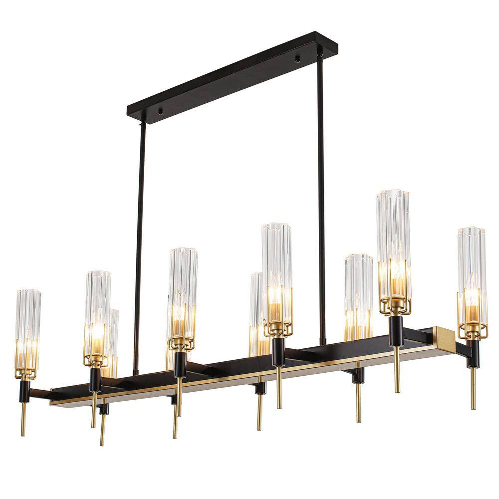 Modern 10 light Black and Brass Linear Kitchen Island Chandelier with Clear Glass Shade price history on PriceWatchPro