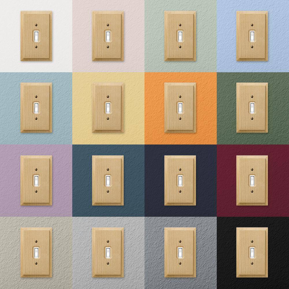 Unfinished Light Brown Wood Toggle and Rocker Wall Plate