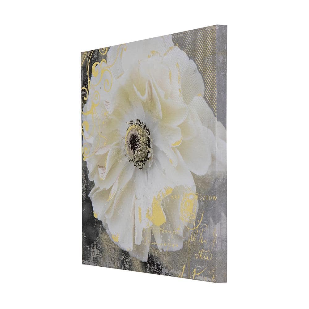 Ivory and Taupe Botanical Flower Canvas Wall Art