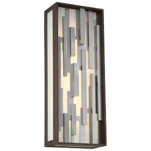 Bars Bronze Outdoor Hardwired Pocket Lantern Sconce with Integrated LED