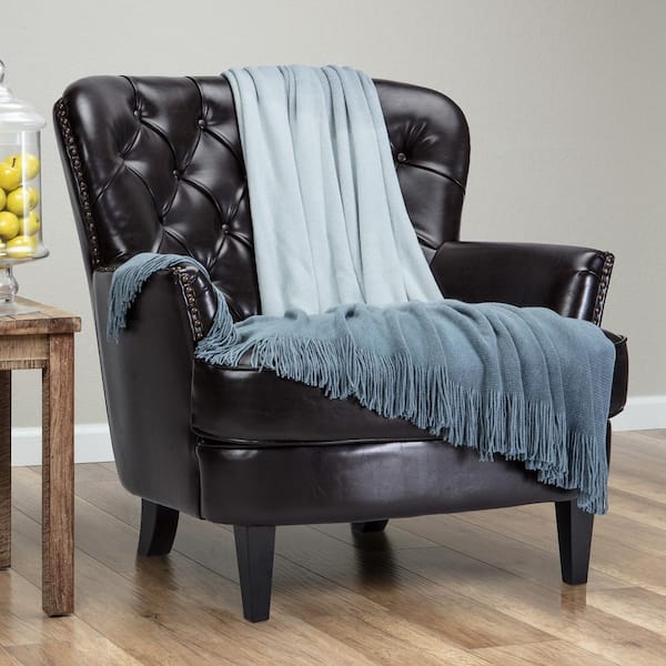 CHANASYA Gradient Lead Ombre Acrylic Throw Blanket with Tassels, 50 x 65 in.