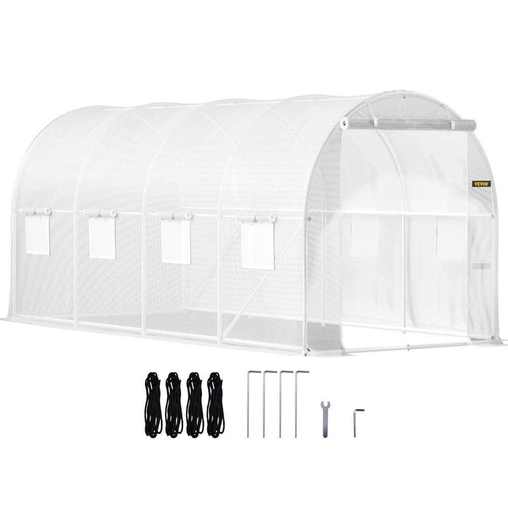 VEVOR Walk-in Tunnel Greenhouse ft. W x 15 ft. D x ft. H Portable Plant  Greenhouse with Top Beam, Diagonal Poles, White YDSDWSB1577FTL33VV0 The  Home Depot