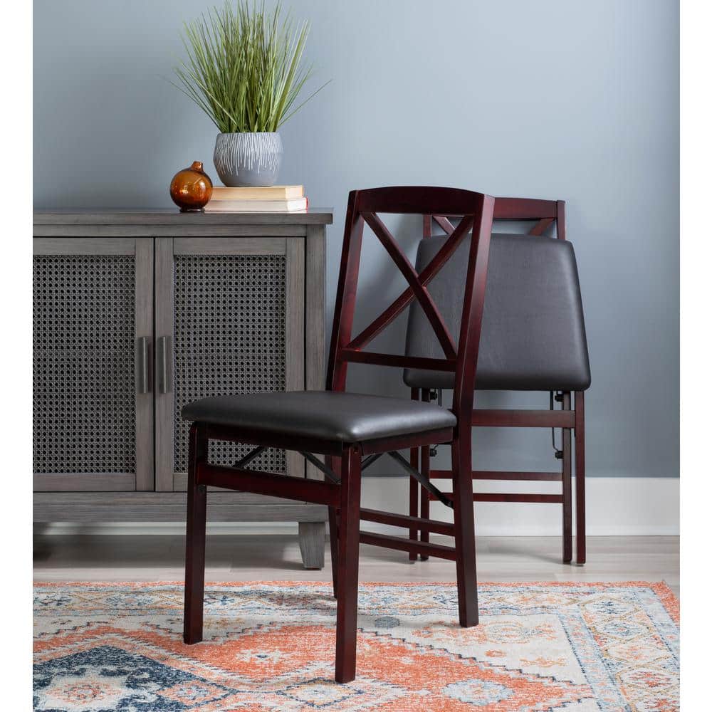 Brown Faux Leather High Cross Back Side Chair Set