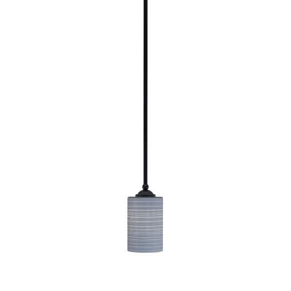 Unbranded Clevelend 100-Watt 1-Light Black Pendant Mini Pendant Light with Gray Matrix Glass Shade Light Bulb Not Included
