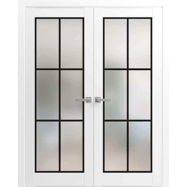 Sartodoors 48 in. x 80 in. 2 Panel White Finished Solid Wood Sliding Door with Hardware