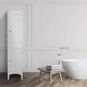 Simon 15 in. W x 63 in. H x 13-1/4 in. D Bathroom Linen Storage Floor Cabinet with 2-Shutter Doors in White