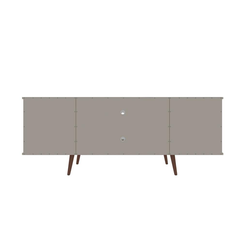 Off White Composite Mid-Century Modern TV Stand with Cabinet