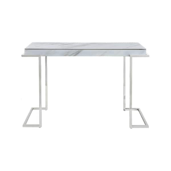 Camden Isle Aldon 45.6 in. Silver Rectangle Faux Marble Console Table