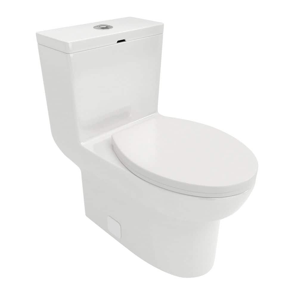 12 in. 1-Piece 1.1/1.6 GPF Dual-Flush Elongated Comfort-Height Toilet in White with Soft-Close Seat Included price history on PriceWatchPro