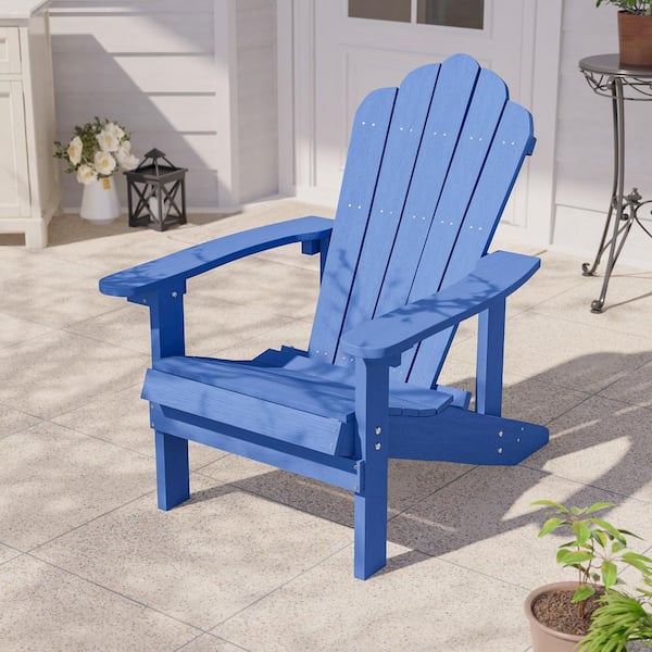 Navy Blue HIPS Plastic Weather Resistant Adirondack Chair for Outdoors (1-Pack)