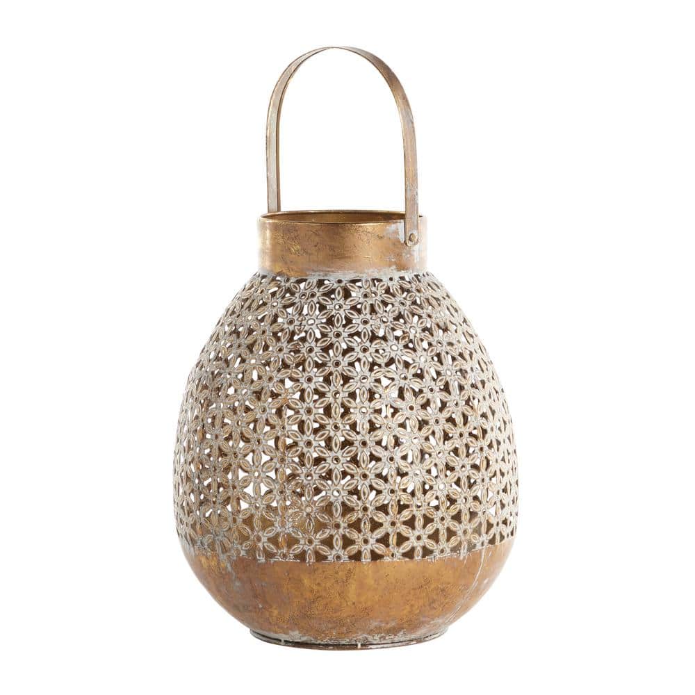 Litton Lane 16 in. H Gold Metal Laser Cut Metal Decorative