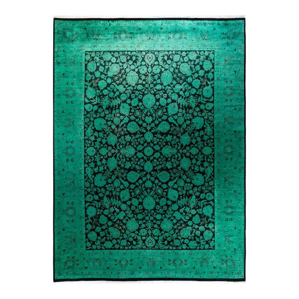 Overdyed Green 9 ft. x 12 ft. 1 in. Wool Indoor Area Rug
