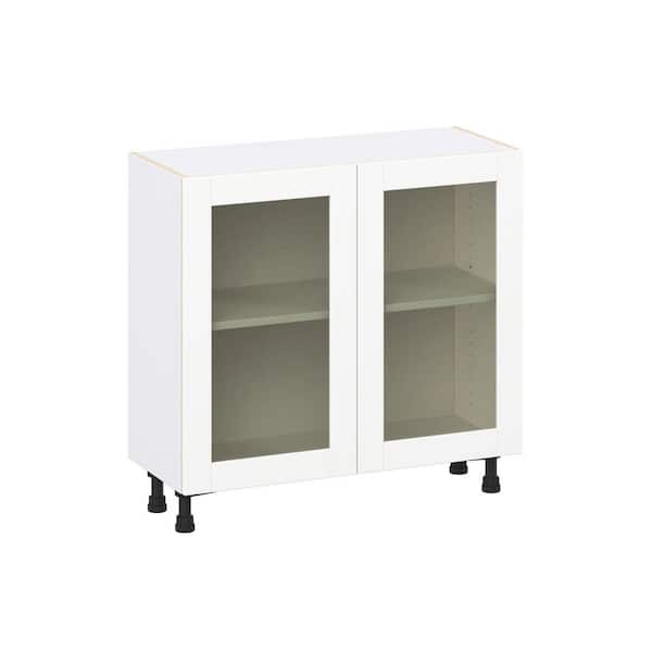 Timberline 36 in. W x 14 in. D x 34.5 in. H Assembled Glass Door Base Kitchen Cabinet in Bright White