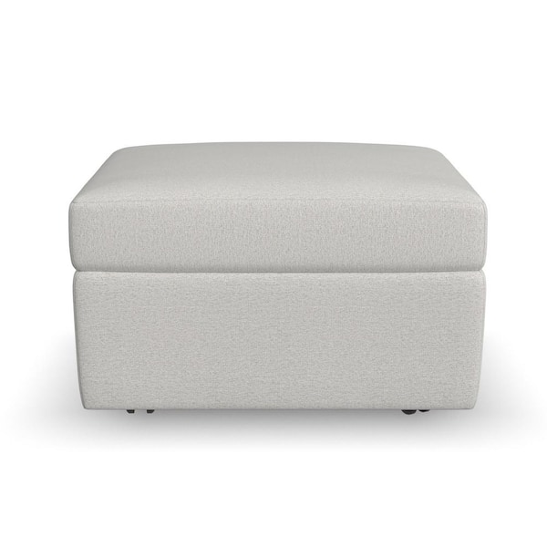 Flex Frost Light Gray Live Smart Polyester Performance Fabric Square 31 in. Storage Ottoman