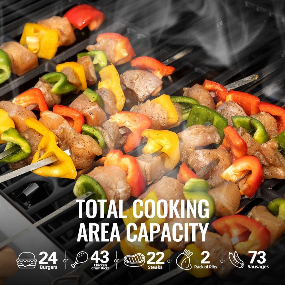 Stainless Steel 6-Burner Propane Gas Grill with Side Burner