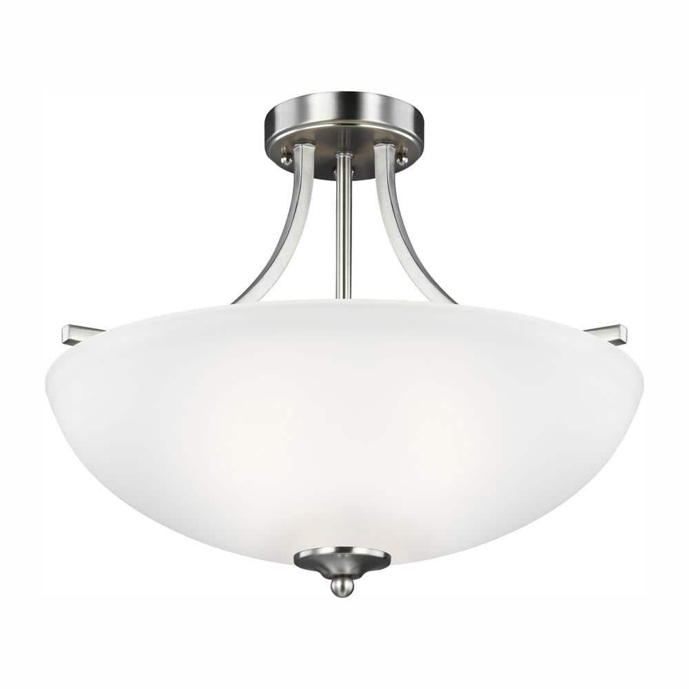 Geary 3-Light Brushed Nickel Semi-Flush Mount Convertible Pendant with LED Bulbs price history on PriceWatchPro