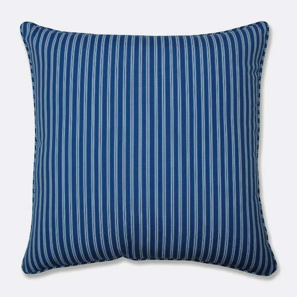 Pillow Perfect Stripe Blue Square Outdoor Square Throw Pillow