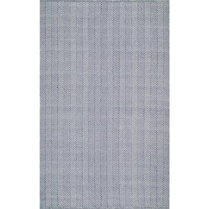 Kimberely Casual Striped Navy 10 ft. x 14 ft. Area Rug
