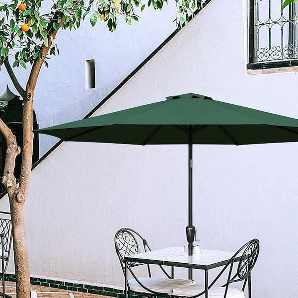 Unbranded 9 ft. Outdoor Patio Table Market Umbrella, 108 in. Tall Matte Pole Extension with Button Tilt/Crank for Backyard Green